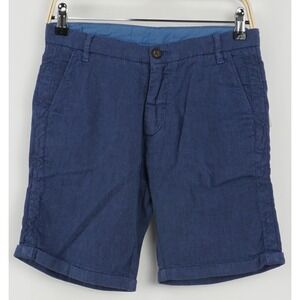 New Six Edges‎ Linen Blend Shorts Tuxedo Men's 29 x 8" Blue  Lightweight Chino